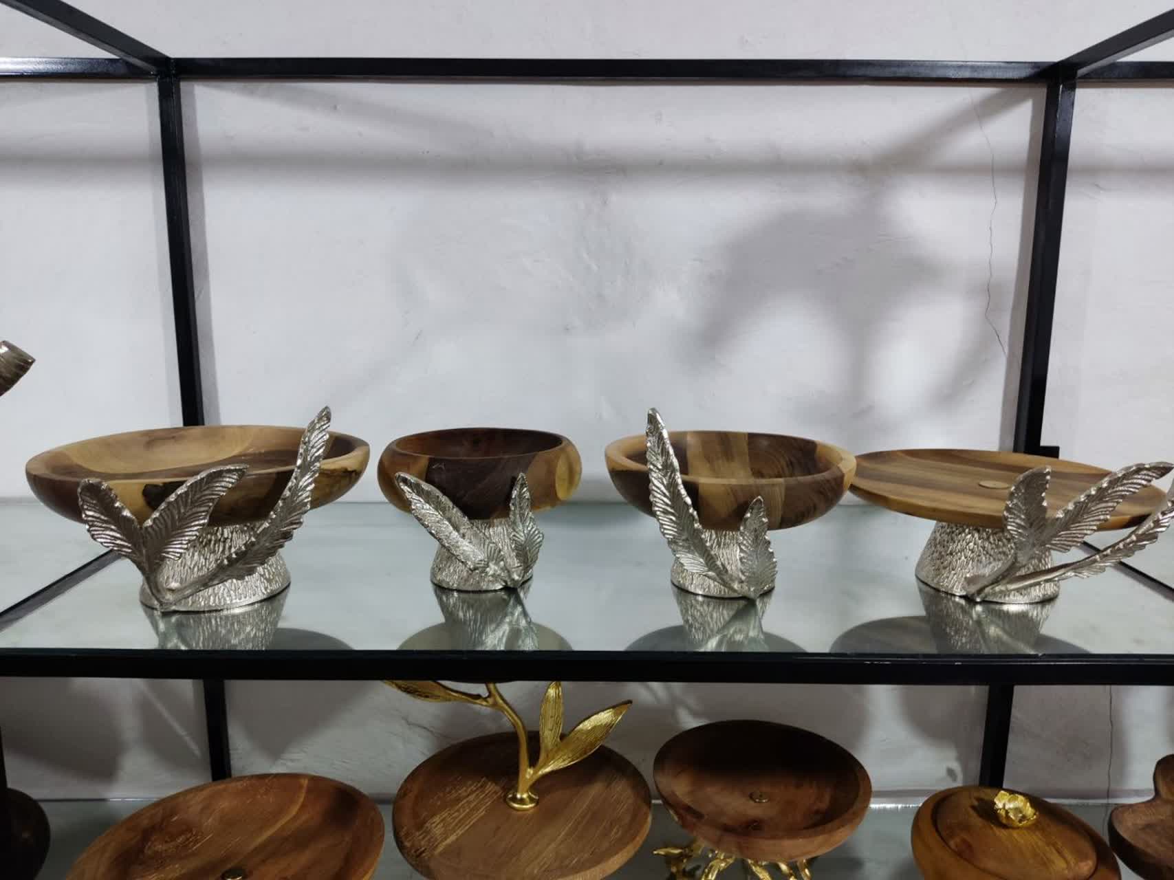 ست پذیرایی چهارتکه ترکیب آلومینیوم و چوب مدل نخل
