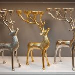 گوزن جا شمعی آلومینیومی رنگ طلایی و نقره ای